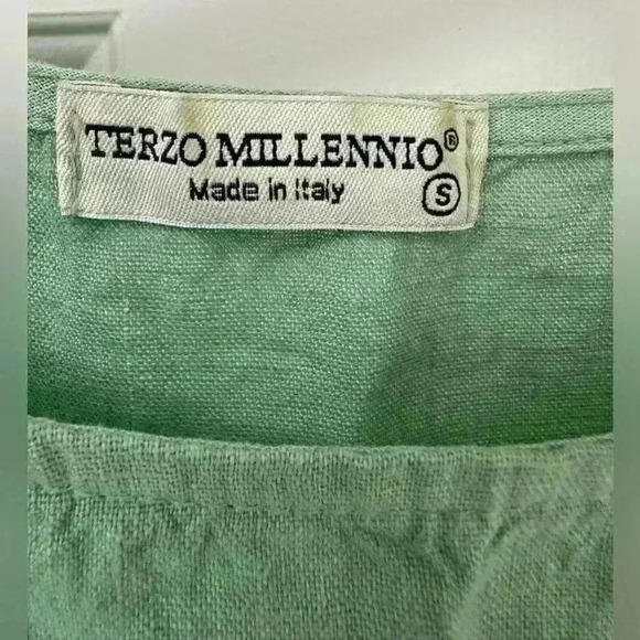 Terzo Millennio‎ Lagenlook Short Sleeve Linen Made In Italy Regular fit Size S - Picture 6 of 7
